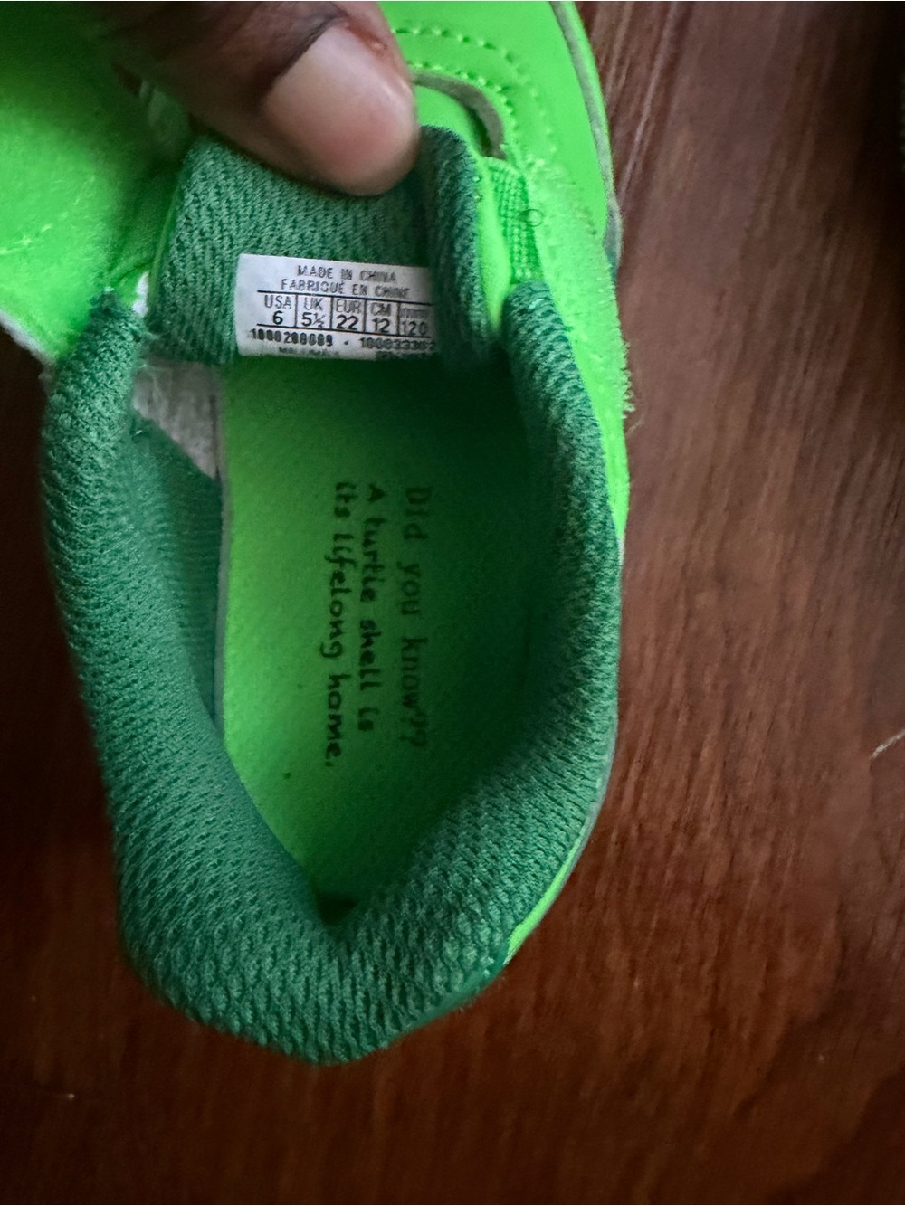 Reebok Kids' Bright Green Turtle Strap Sneakers - Picture 6 of 6